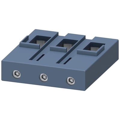 Siemens 3-polet boksklemme i grå til kontaktorstørrelse S3, model 3RT2.4, set skråt forfra.