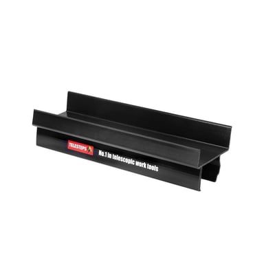 Telesteps værktøjsbakke i sort plast til Prime Line teleskopstiger, med logo og slogan.  .