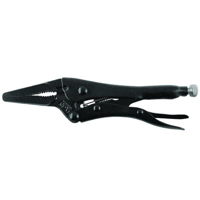 Diesella WLDPRO svejsetang NR. D9 med lange, lige kæber og justeringsskrue, lavet af sort-oxideret værktøjsstål.