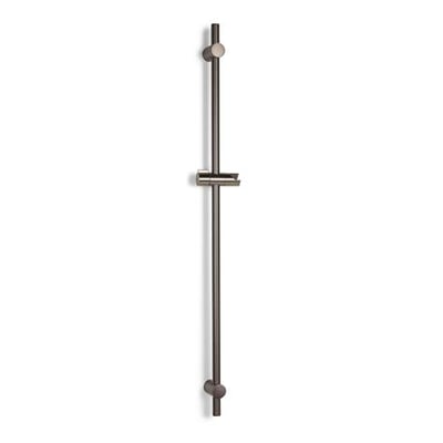 Moderne 90 cm brusestang i gun metal finish med justerbar glider og vægbeslag, leveres eksklusiv håndbruser.