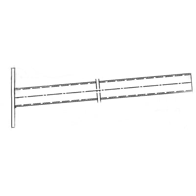 Vægarm med 0,3 meters udlæg og 5° hældning, vist som en teknisk tegning på hvid baggrund.