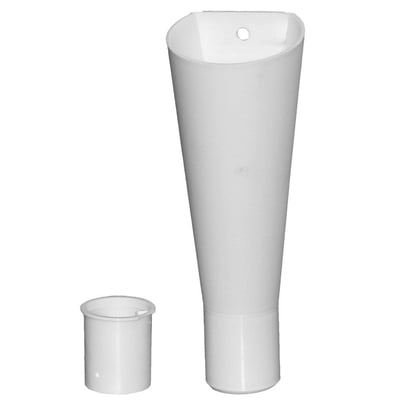 Purus afløbstragt i hvid PP med 40mm rørdimension, inklusive PUM indstik og gummitætning.