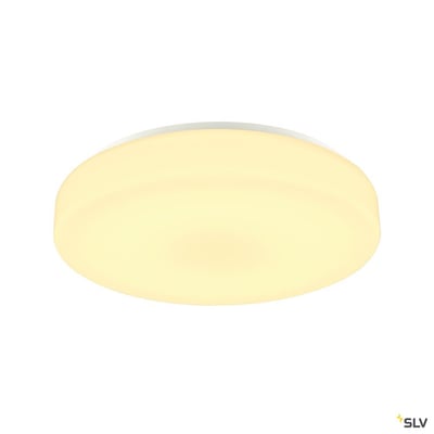 SLV LIPSY 50 DRUM DALI CW er en hvid, mat LED-væg- og loftlampe med rund, lysende skærm på 400 mm.