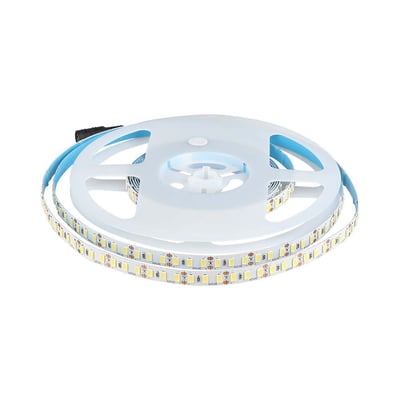 V-TAC LED stribe lys 18W på spole med 120 LED pr. meter og 3000K varm hvid lysfarve.