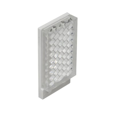 Carlo Gavazzi prismereflektor til fotoelektriske afbrydere med klar, facetteret reflektor på lys ramme, 23,5 x 47,5 x 8 mm.