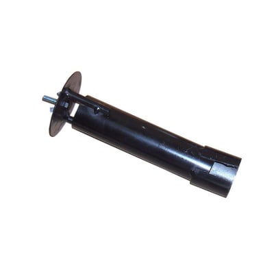 Sort blæserør på 90 cm med en flange og justeringsbolt i den ene ende, velegnet til varmepistol.