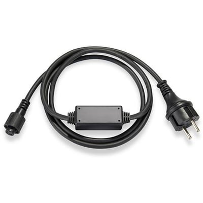 Chrissline pro LED startkabel på 1,5 meter med stik og koblingsboks i sort gummi.
