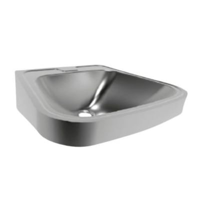 CMA Fraju håndvask i rustfrit stål, 540 x 480 mm, med satin finish og uden hanehul.