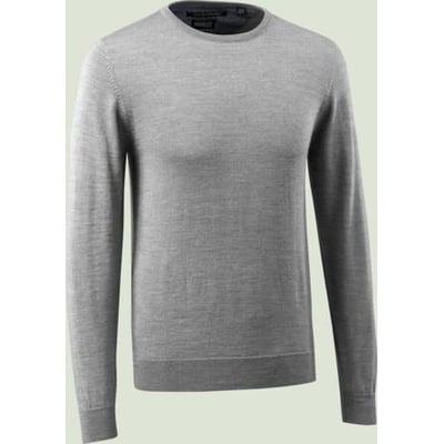 Mascot grå-meleret striktrøje med rund hals og moderne pasform. Fremstillet i merinould med rib i hals og ved håndled.