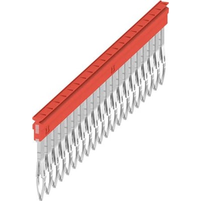 Weidmüller Laske ZQV 2.5N/20 RD i rød med 20 poler og fjederterminaler, PUSH IN teknologi. Produktet er isoleret med Wemid og yder 24A.