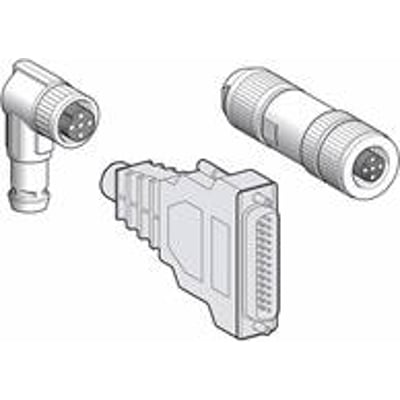 Schneider Electric fjederterminal strømforsyning 2ST monteret på en række moduler, viser forskellige porte og etiketter.