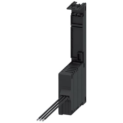 Siemens sikringsmodul 3RM1, sort, IP20, uden sikringer, vist med tre kabler tilsluttet.