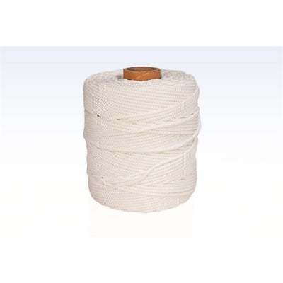 Roliba flettet nylon snor i hvid, 2,0mm tyk og 220m lang, monteret på en trækassette.