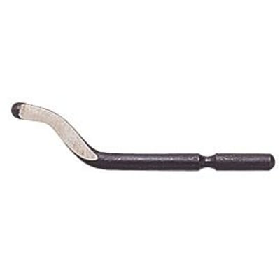 Nærbillede af Shaviv afgraterkniv E100 HSS, viser den skarpe HSS-klinge og det ergonomiske skaft til afgratning.
