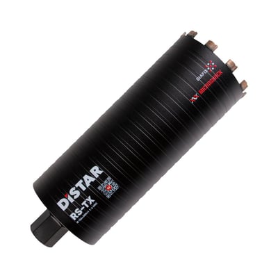 Distar RS-TX diamantkernebor til tørboring, Ø132mm, viser den sorte, cylindriske krop med riller og diamantsegmenter for enden.