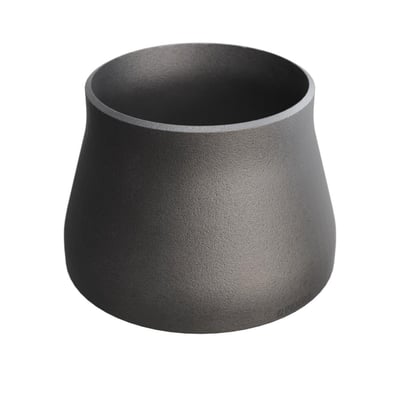 Koncentrisk reduktion i P235GH stål, dimensioner 219,1/6,3 mm x 168,3/4,5 mm, med en let ru overflade og logo nedre kant.