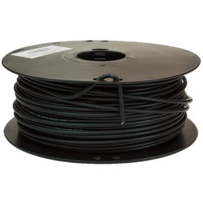 Texiline HF90 monteringsledning i sort med 6 mm² tykkelse, oprullet på en stor sort kabeltromle med hvid mærkat.