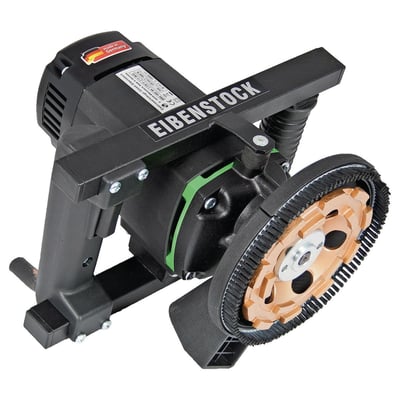 Eibenstock betonsliber EBS 1802 med 1800W motor og 10.000 omdr./min, viser slibeskiven og et tysk kvalitetsmærke.