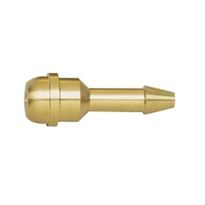 Slangestuds i messing med 6 mm indvendig diameter, passer til 9/16" omløber og Harris udstyr.