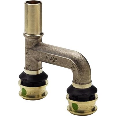 Viega Raxofix udvidelsesstykke i rødgods til 15 x 16 mm alupex rør, med SC-Contur og indbygget støttebøsning.