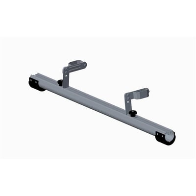 Ironside stigefod til trappestiger, 1120 mm, med beslag og sorte endestykker set skråt fra oven.
