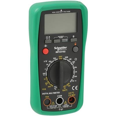 Lauritz Knudsen Thorsman digitalt multimeter, Cat. III, med grønt gummihylster og et stort drejehjul til indstilling af målingsfunktioner.