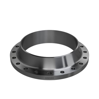 Indura 20" svejseflange, ANSI B16.5 150 lbs RF, præsenteret som en 3D-rendering med poleret metaloverflade.