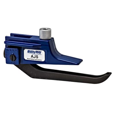 UtilityTool AJS justerbar kabel- og isolationsstripper i blåmetal med sort greb og et justeringshjul øverst.