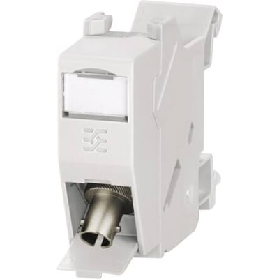 Weidmüller koblingsterminal Cat.6 med ST/ST tilslutning for TS35 din-skinne i lys grå polyamid.