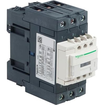 Sidevisning af Schneider Electric TeSys D kontaktor LC1D65AB7, med tydelig mærkning og EverLink terminalteknologi.