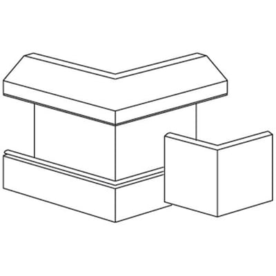 Teknisk tegning af Lauritz Knudsen WGX-S IH indvendigt hjørne, hvid RAL9010, dimensioner 165Vx52 mm.