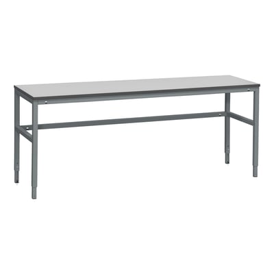 WFI filebænk LD 300 med stålben og lys grå laminatbordplade på 2000x600 mm.