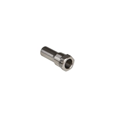 Følerlomme i AISI 316L stål med 1/2" tilslutning og 95 mm længde, viser skruefastgørelse.