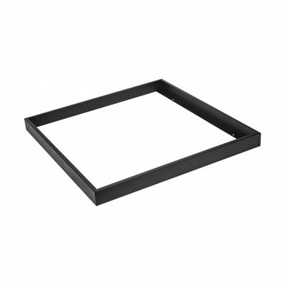 Sort SpectrumLED påbygningsramme til 60x60 LED-panel, vist samlet som en kvadratisk ramme med åbent centrum.