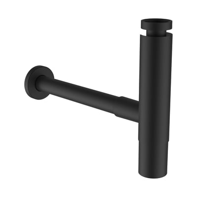 Laufen Design pungvandlås i matsort PVD, viser den T-formede konstruktion med 1 1/4" tilslutning og 32 mm rør.