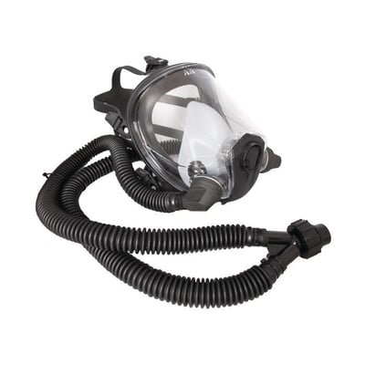 Centurion Nevis hel ansigtsmaske i stor størrelse med klar visir og to sorte fleksible slanger.