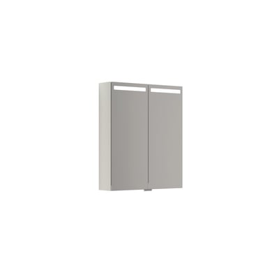 Dansani spejlskab Top med to hvide matte låger, 70,4x60 cm, med integreret frontlys og elstik.