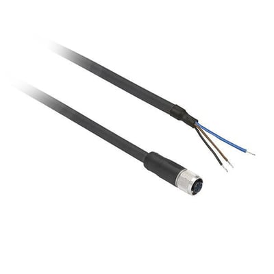 Telemecanique Sensors tilslutningskabel XZCP0566L10J på 10 meter med lige 3-polet M8-hunstik og frie ledningsender.