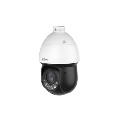 Dahua SD4D825MB-HNR netværks-PTZ-kamera i hvid og sort med synlig zoomlinse og lysdioder.