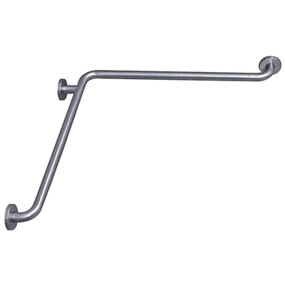 Intra Juvel støttehåndtag i børstet stål, L-formet med 700 x 700 mm mål og vægmontering på hvid baggrund.