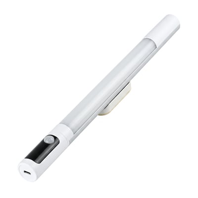 Hvid genopladelig skabsbelysning på 38 cm med PIR-sensor, LCD-display og CCT-lys fra varmt til koldt hvidt.