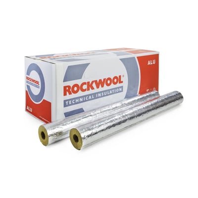 Rockwool 800 rørskål i stenuld med alu-armeret papir, 133x40mm, leveres i pakker med 1 meters rørskåle.