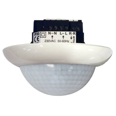 B.E.G. LUXOMAT® PD4-S-DM slave tilstedeværelsessensor i hvid plast, designet til montering i eurodåse.