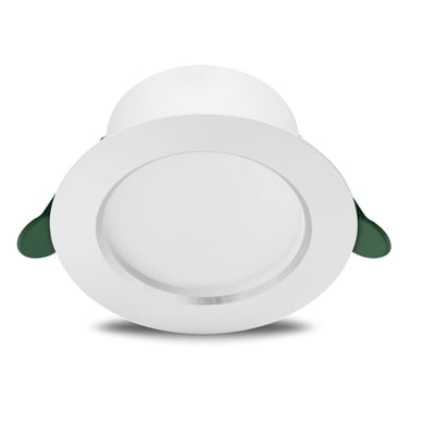 Philips Lighting Diamond Cut Ultra Efficient 90 indbygningsspot med rund, hvid front og grønne clips, 3000K.