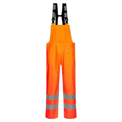 Lyngsøe Rainwear hi-vis regnoverall FR-LR59 i orange polyester med PU-belægning og reflekterende detaljer ved anklerne.