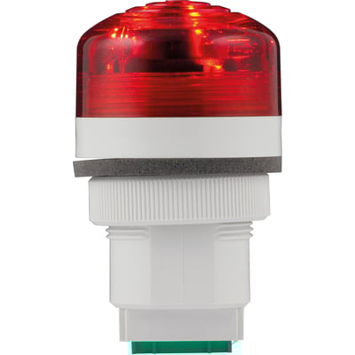 Sirena P40 A LED advarselslampe med rød LED-lys og multifunktion til 240V, viser monteringsdetaljer.