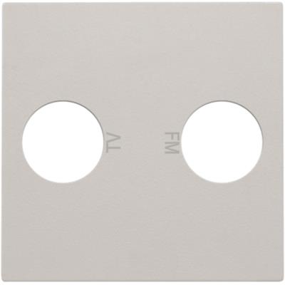 Niko afdækning til TV/FM udtag i grå, med tydelige mærkninger for TV og FM for nem identifikation.