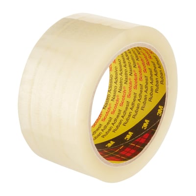 Rulle Scotch 371 transparent emballagetape, 75 mm bred og 66 meter lang, med Scotch- og 3M-logo på rullen.