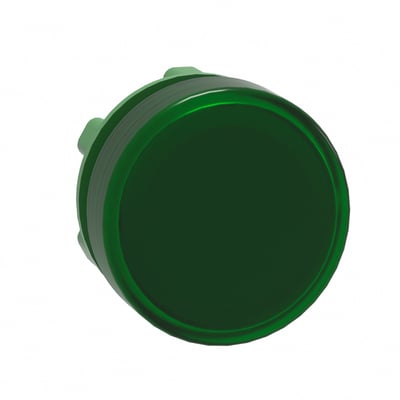 Schneider Electric ZB5 grønt lampehoved til trykknap i 22mm, vist på hvid baggrund.