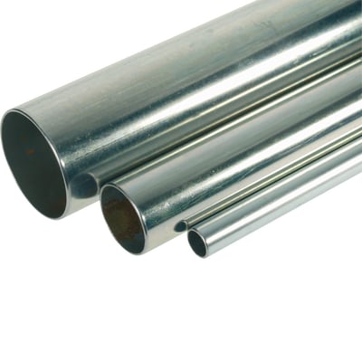 Galvaniseret pressrør fra Unite med dimensionerne 42 x 1,5 mm og 6 meters længde, vist i en gruppe på hvid baggrund.
